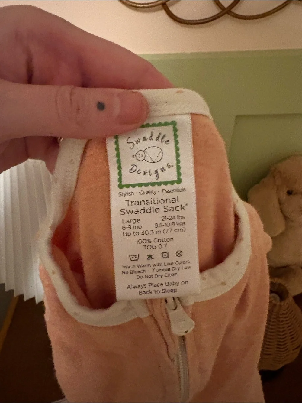 Swaddle Designs Peach Double Zip Sleep Sack